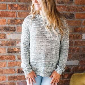 Women's Knit Sweater - Sage and cream